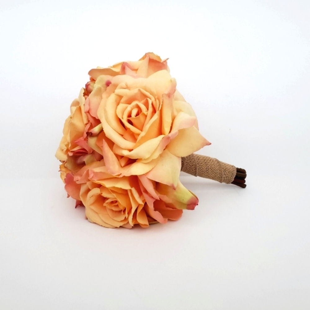 Silk Flower Peach Rose Bouquet